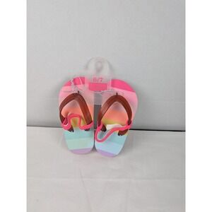 The Children's Place Kids Flip Flops Sandals Size 6 7 Rainbow Striped Pink
